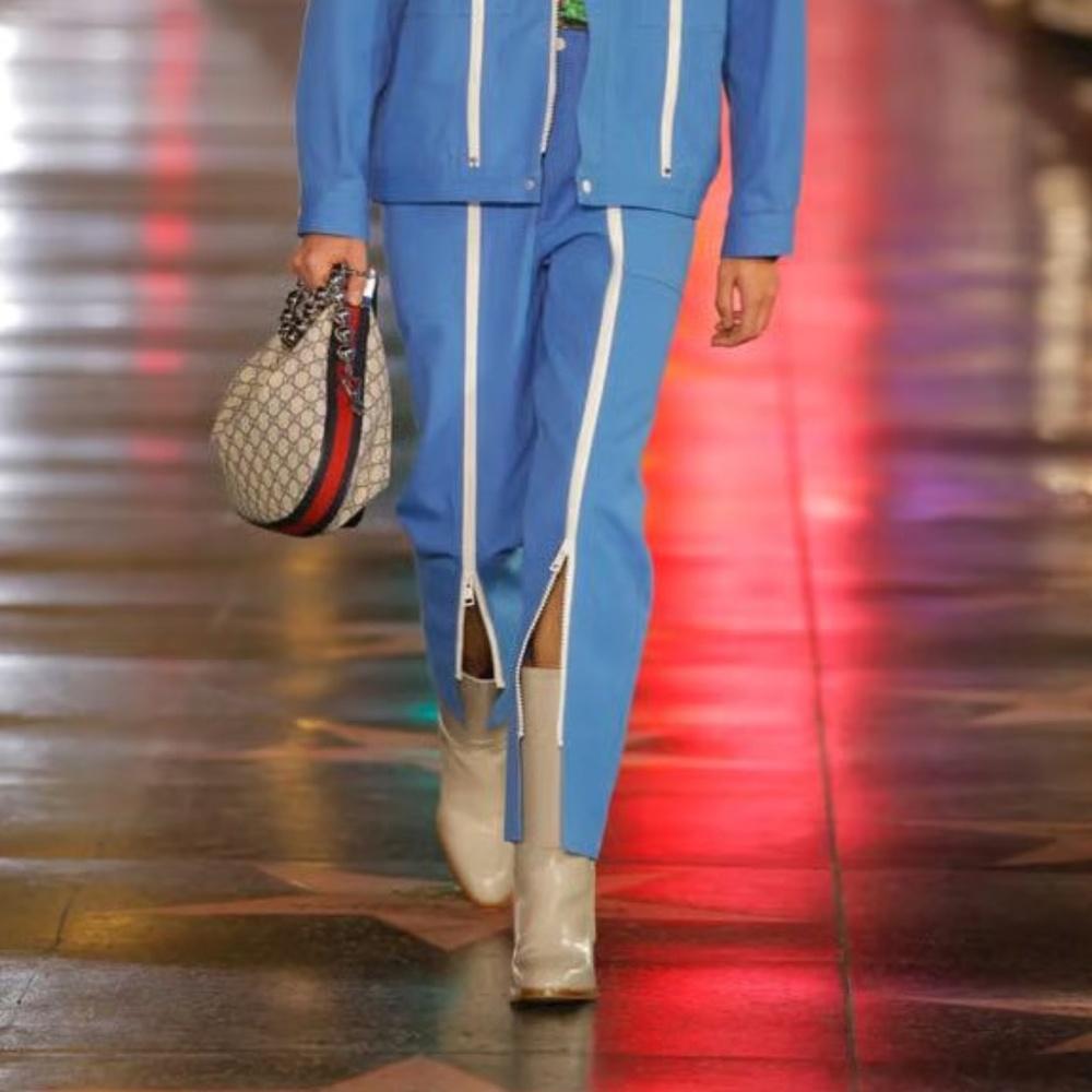 Gucci Blue Zip Canvas Trousers Sz 52 NWT Orig. $1650